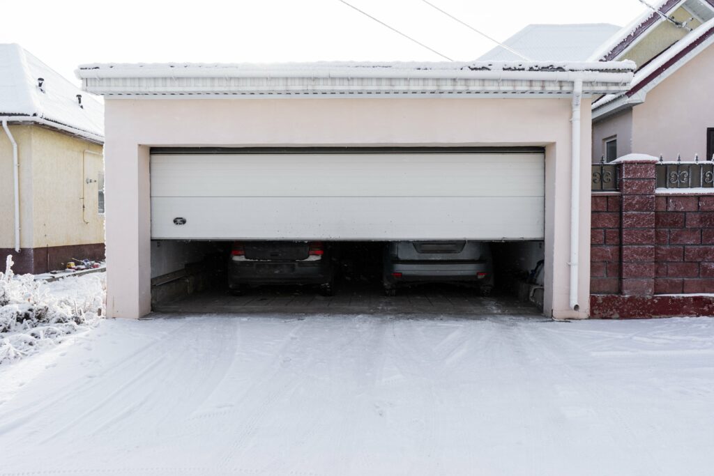garage door in the snow